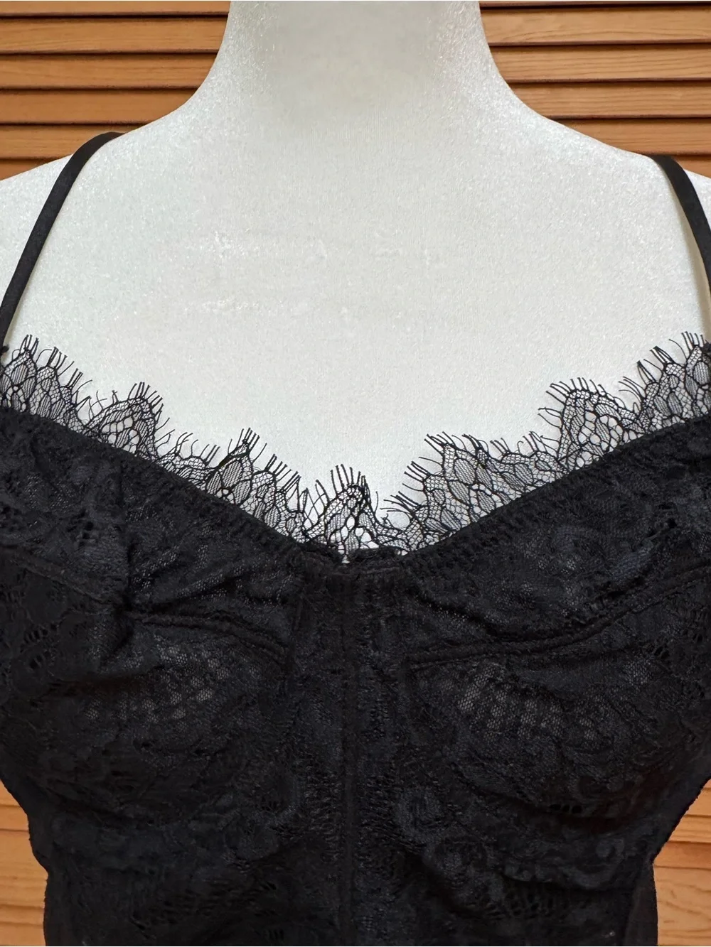 Intimately Free People Black Floral Lace Corset Bustier Cami Top Y2K Goth